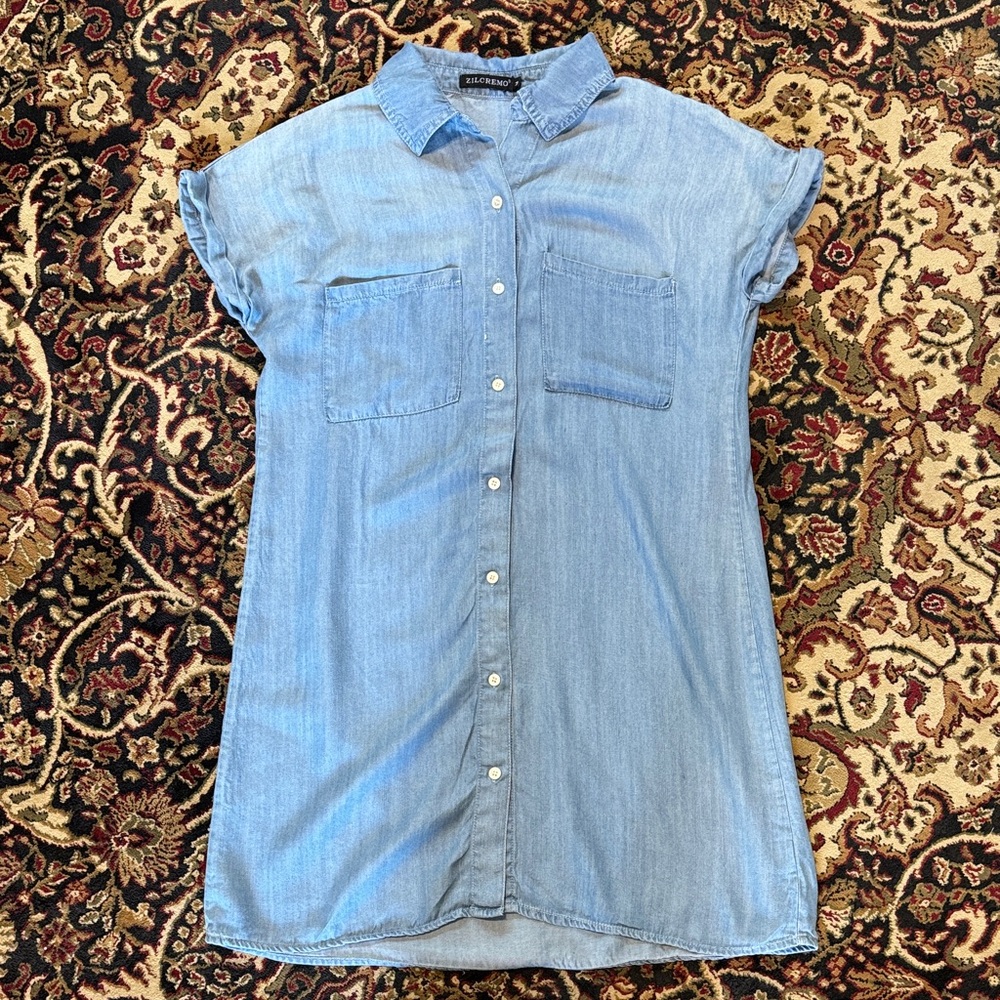 Zilcremo Light Blue Denim Shirt Dress medium